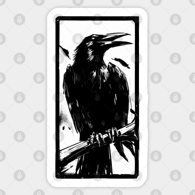 Black raven tarot card Sticker by TomFrontierArt